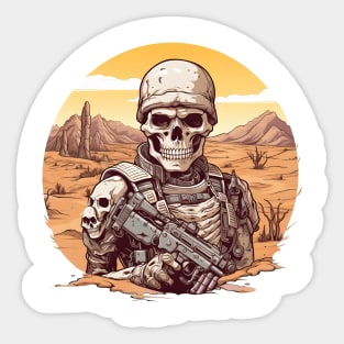 Skull Soldier Desert Patrol Sticker